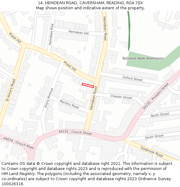 14, HEMDEAN ROAD, CAVERSHAM, READING, RG4 7SX: Location map and indicative extent of plot