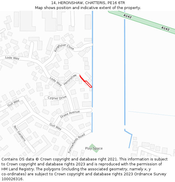 14, HERONSHAW, CHATTERIS, PE16 6TR: Location map and indicative extent of plot