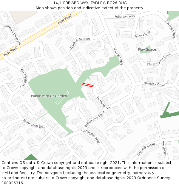 14, HERRIARD WAY, TADLEY, RG26 3UG: Location map and indicative extent of plot