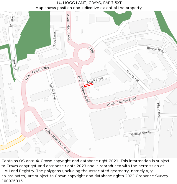 14, HOGG LANE, GRAYS, RM17 5XT: Location map and indicative extent of plot