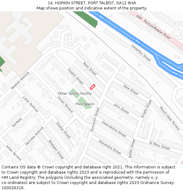 14, HOPKIN STREET, PORT TALBOT, SA12 6HA: Location map and indicative extent of plot