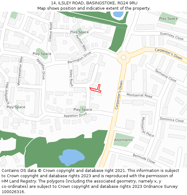 14, ILSLEY ROAD, BASINGSTOKE, RG24 9RU: Location map and indicative extent of plot