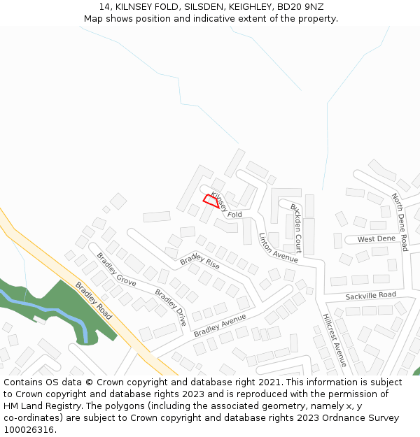 14, KILNSEY FOLD, SILSDEN, KEIGHLEY, BD20 9NZ: Location map and indicative extent of plot
