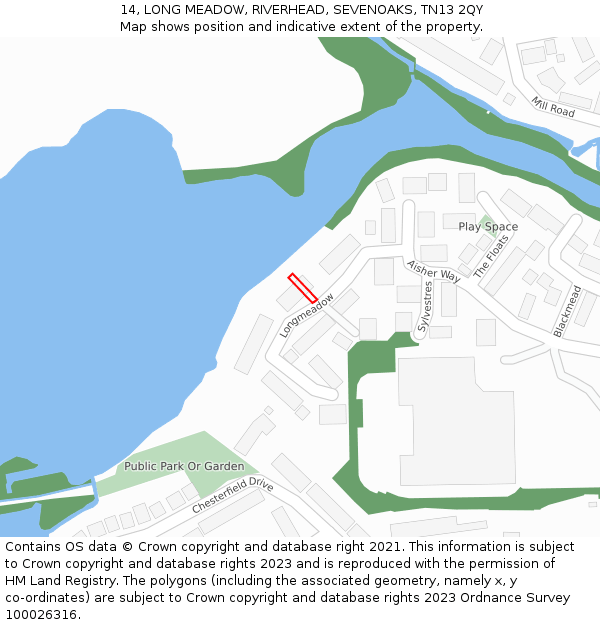 14, LONG MEADOW, RIVERHEAD, SEVENOAKS, TN13 2QY: Location map and indicative extent of plot