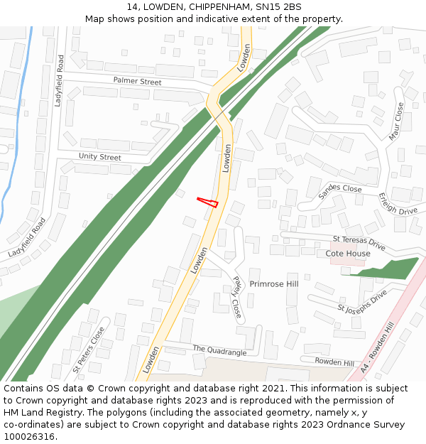 14, LOWDEN, CHIPPENHAM, SN15 2BS: Location map and indicative extent of plot
