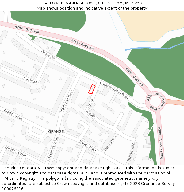 14, LOWER RAINHAM ROAD, GILLINGHAM, ME7 2YD: Location map and indicative extent of plot