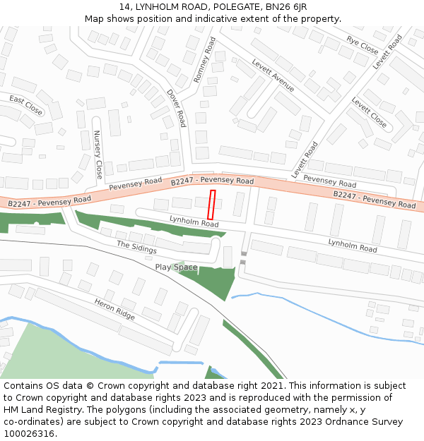 14, LYNHOLM ROAD, POLEGATE, BN26 6JR: Location map and indicative extent of plot