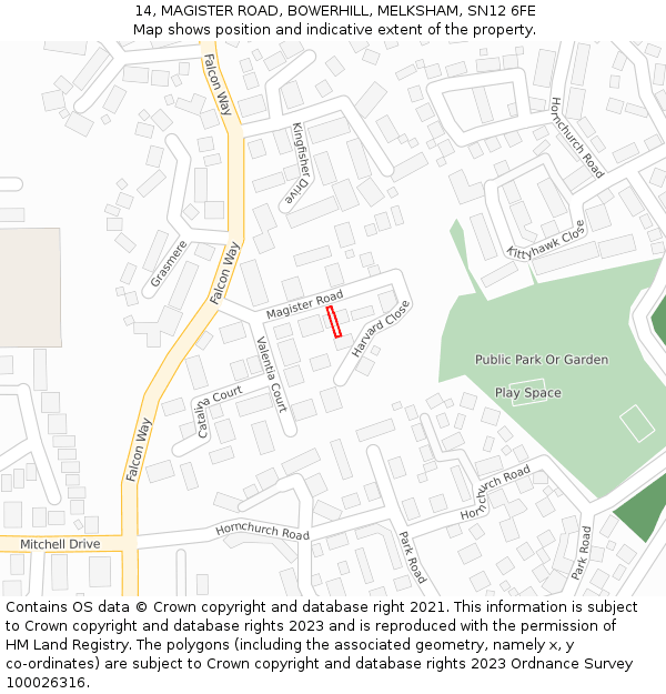 14, MAGISTER ROAD, BOWERHILL, MELKSHAM, SN12 6FE: Location map and indicative extent of plot