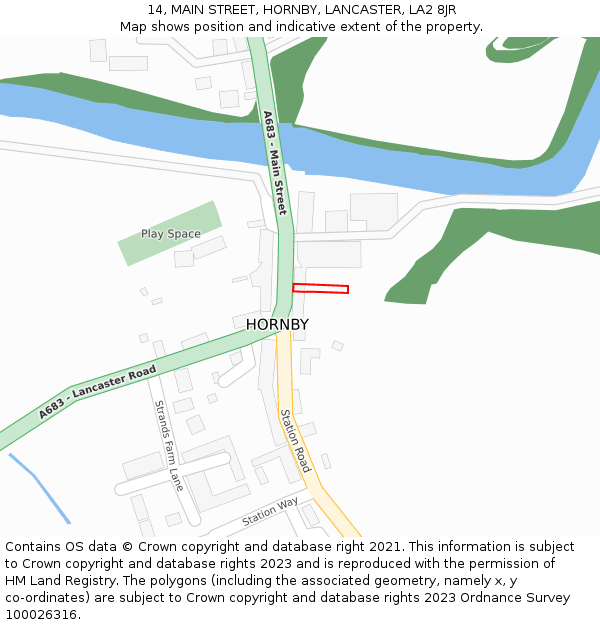 14, MAIN STREET, HORNBY, LANCASTER, LA2 8JR: Location map and indicative extent of plot