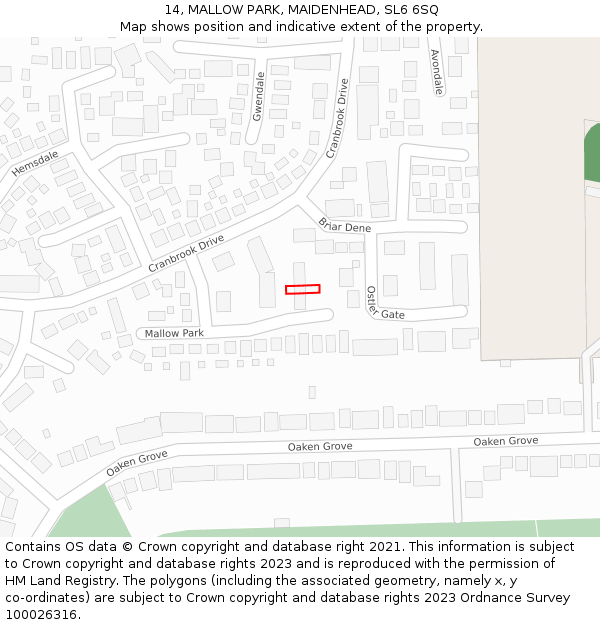 14, MALLOW PARK, MAIDENHEAD, SL6 6SQ: Location map and indicative extent of plot