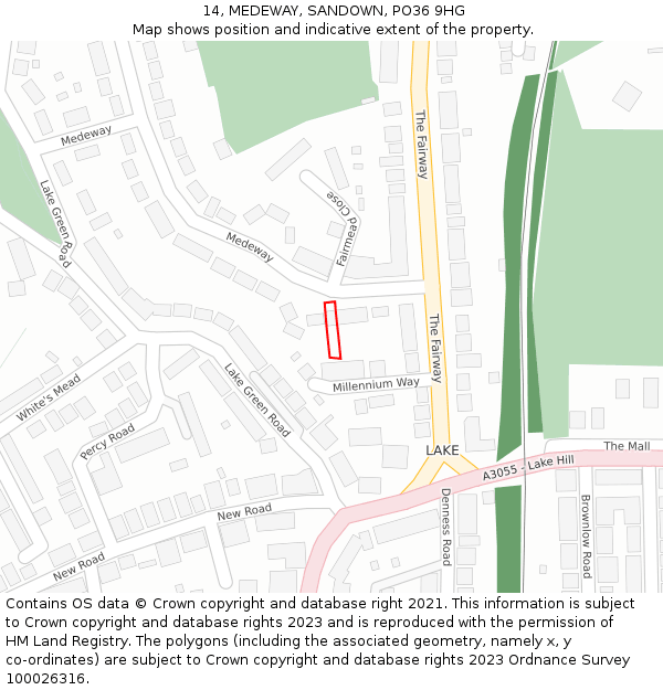 14, MEDEWAY, SANDOWN, PO36 9HG: Location map and indicative extent of plot