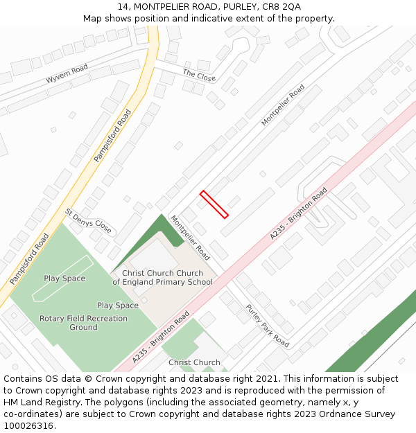 14, MONTPELIER ROAD, PURLEY, CR8 2QA: Location map and indicative extent of plot