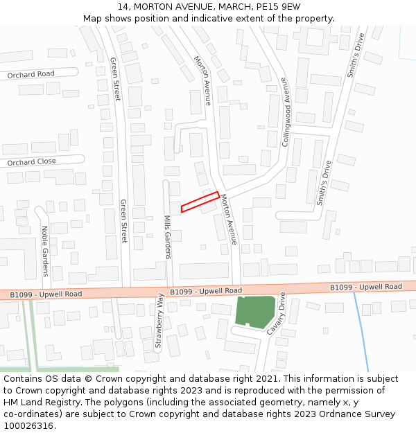 14, MORTON AVENUE, MARCH, PE15 9EW: Location map and indicative extent of plot