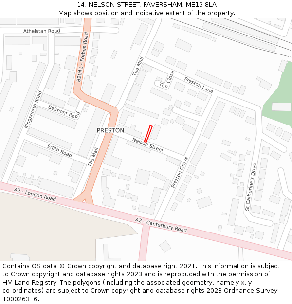 14, NELSON STREET, FAVERSHAM, ME13 8LA: Location map and indicative extent of plot