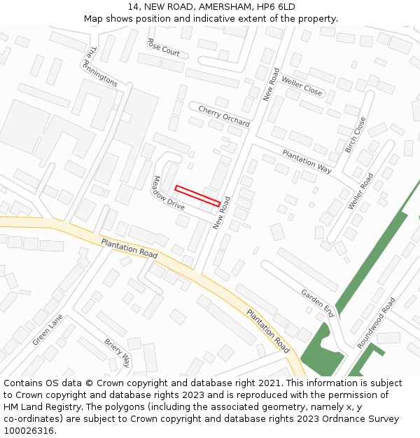 14, NEW ROAD, AMERSHAM, HP6 6LD: Location map and indicative extent of plot