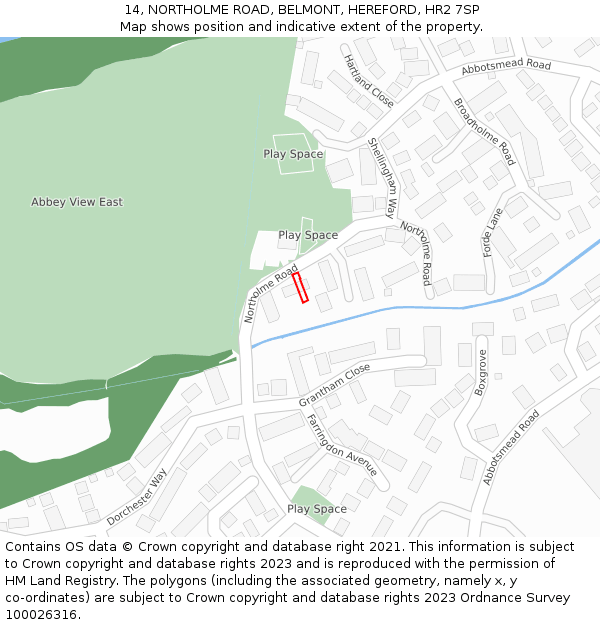 14, NORTHOLME ROAD, BELMONT, HEREFORD, HR2 7SP: Location map and indicative extent of plot