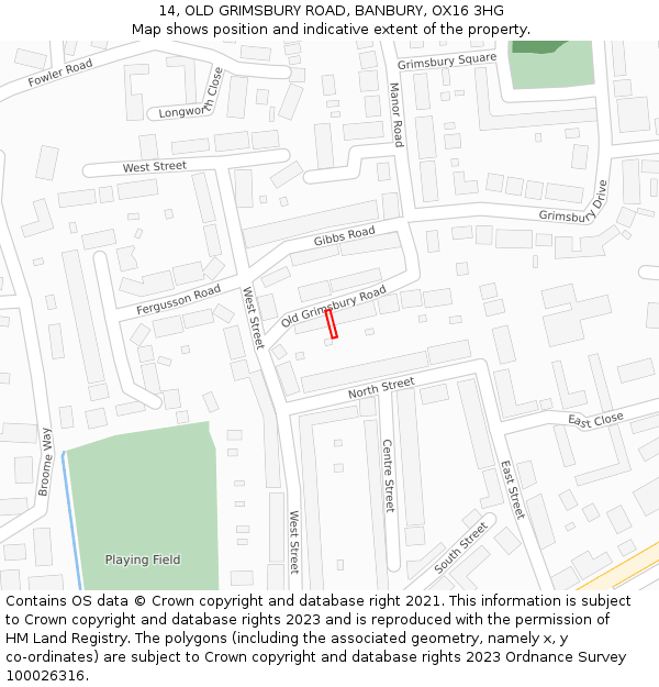 14, OLD GRIMSBURY ROAD, BANBURY, OX16 3HG: Location map and indicative extent of plot