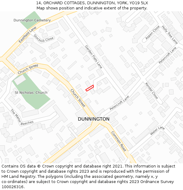 14, ORCHARD COTTAGES, DUNNINGTON, YORK, YO19 5LX: Location map and indicative extent of plot