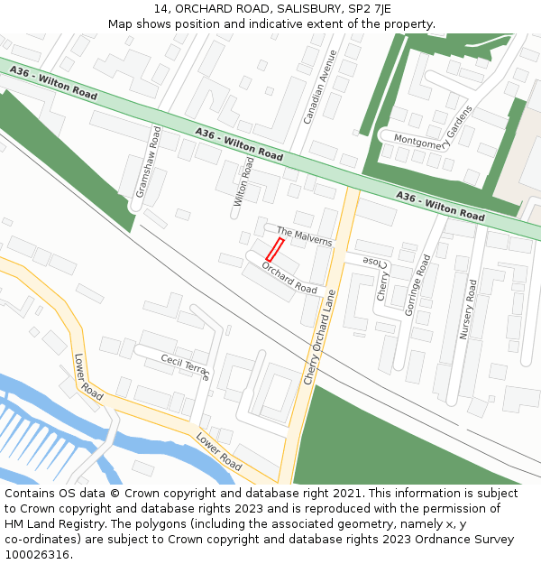 14, ORCHARD ROAD, SALISBURY, SP2 7JE: Location map and indicative extent of plot