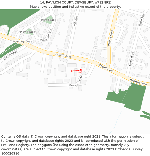 14, PAVILION COURT, DEWSBURY, WF12 8RZ: Location map and indicative extent of plot