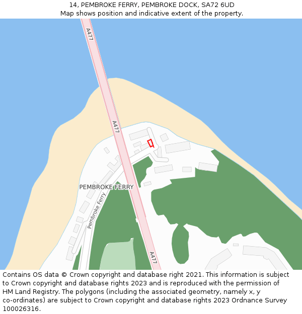 14, PEMBROKE FERRY, PEMBROKE DOCK, SA72 6UD: Location map and indicative extent of plot