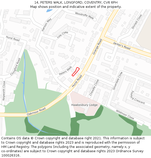 14, PETERS WALK, LONGFORD, COVENTRY, CV6 6PH: Location map and indicative extent of plot