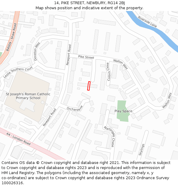 14, PIKE STREET, NEWBURY, RG14 2BJ: Location map and indicative extent of plot