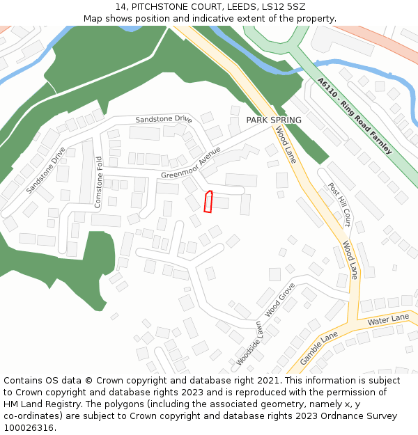 14, PITCHSTONE COURT, LEEDS, LS12 5SZ: Location map and indicative extent of plot