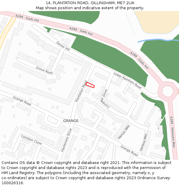 14, PLANTATION ROAD, GILLINGHAM, ME7 2UA: Location map and indicative extent of plot
