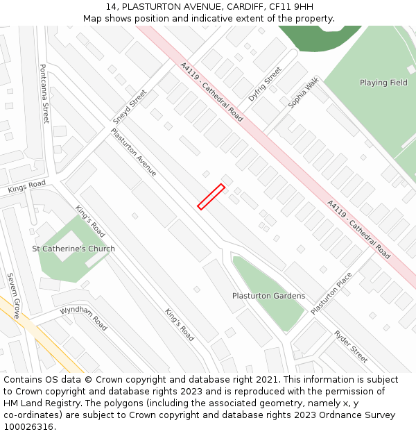 14, PLASTURTON AVENUE, CARDIFF, CF11 9HH: Location map and indicative extent of plot