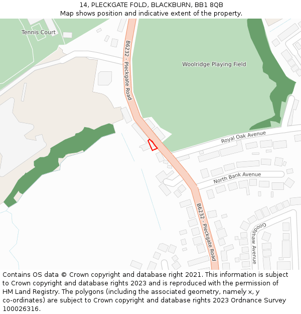 14, PLECKGATE FOLD, BLACKBURN, BB1 8QB: Location map and indicative extent of plot