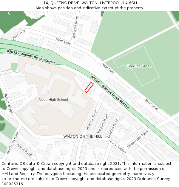 14, QUEENS DRIVE, WALTON, LIVERPOOL, L4 6SH: Location map and indicative extent of plot