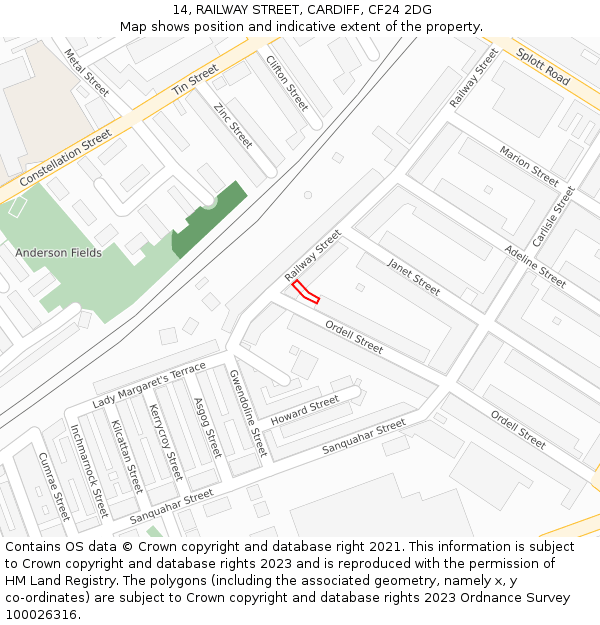 14, RAILWAY STREET, CARDIFF, CF24 2DG: Location map and indicative extent of plot