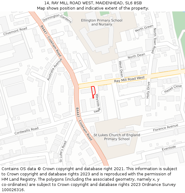14, RAY MILL ROAD WEST, MAIDENHEAD, SL6 8SB: Location map and indicative extent of plot