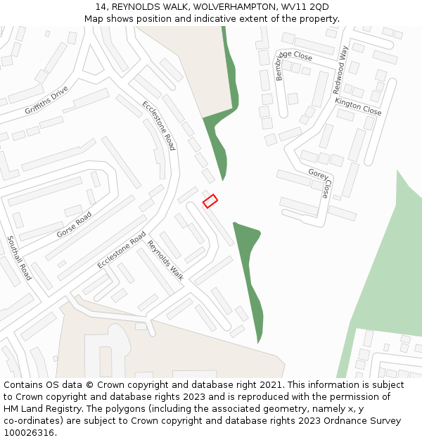14, REYNOLDS WALK, WOLVERHAMPTON, WV11 2QD: Location map and indicative extent of plot
