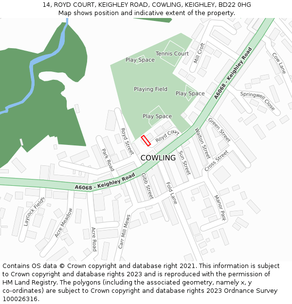 14, ROYD COURT, KEIGHLEY ROAD, COWLING, KEIGHLEY, BD22 0HG: Location map and indicative extent of plot