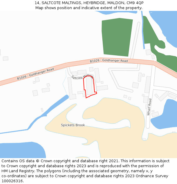 14, SALTCOTE MALTINGS, HEYBRIDGE, MALDON, CM9 4QP: Location map and indicative extent of plot