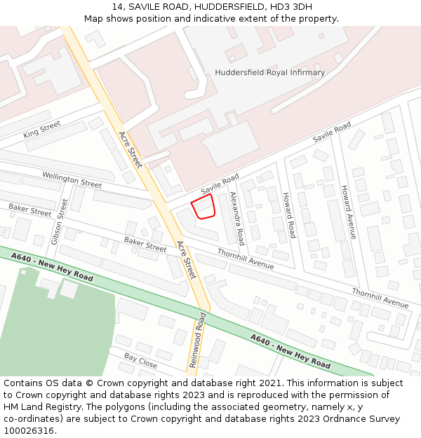 14, SAVILE ROAD, HUDDERSFIELD, HD3 3DH: Location map and indicative extent of plot