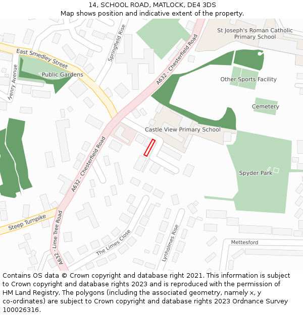 14, SCHOOL ROAD, MATLOCK, DE4 3DS: Location map and indicative extent of plot