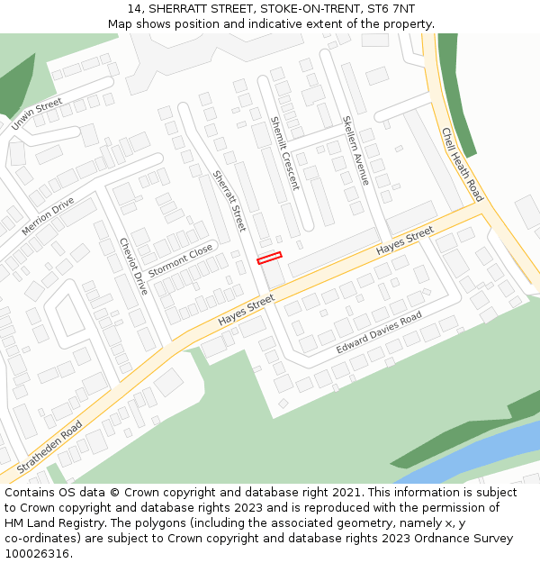 14, SHERRATT STREET, STOKE-ON-TRENT, ST6 7NT: Location map and indicative extent of plot