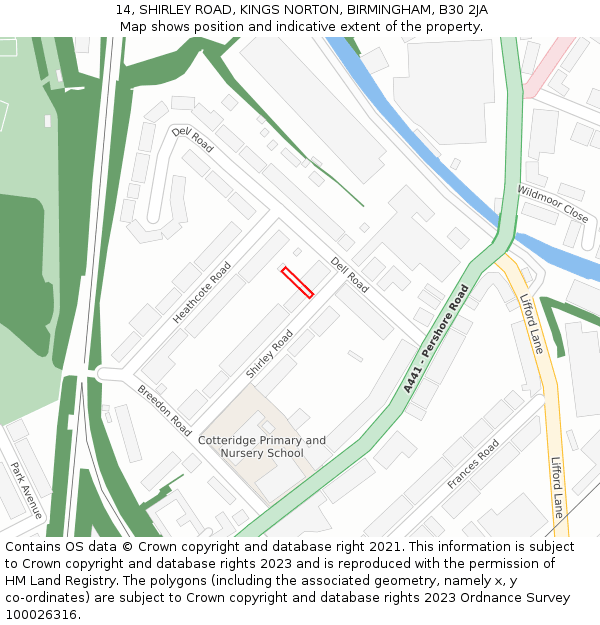 14, SHIRLEY ROAD, KINGS NORTON, BIRMINGHAM, B30 2JA: Location map and indicative extent of plot