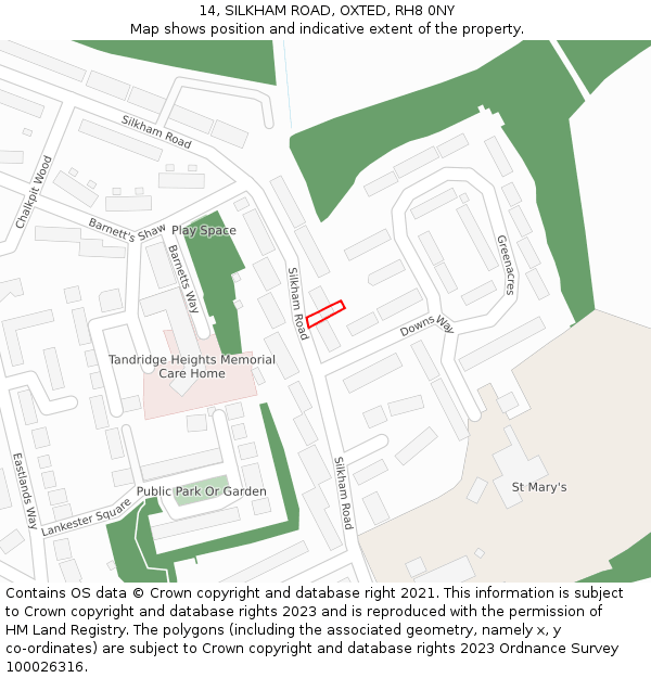 14, SILKHAM ROAD, OXTED, RH8 0NY: Location map and indicative extent of plot