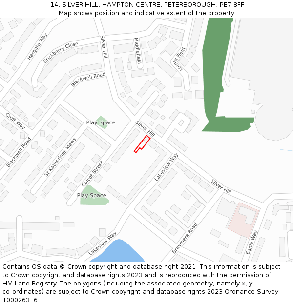 14, SILVER HILL, HAMPTON CENTRE, PETERBOROUGH, PE7 8FF: Location map and indicative extent of plot