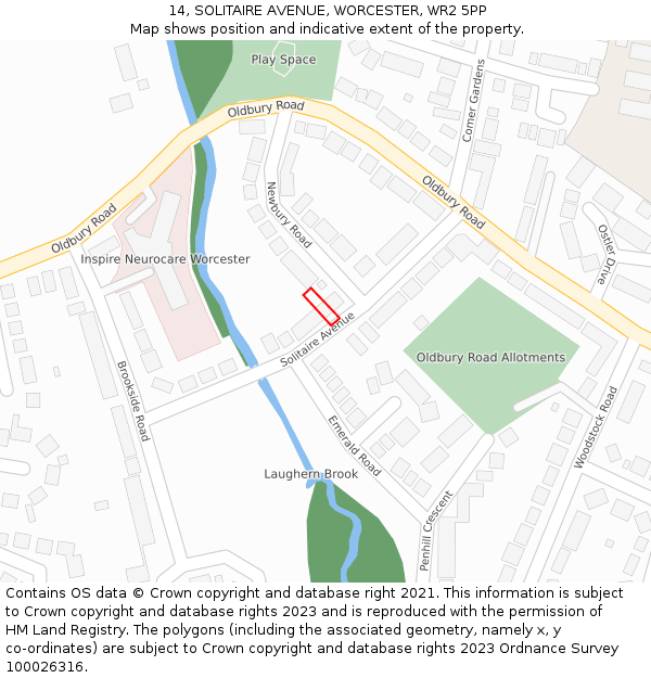 14, SOLITAIRE AVENUE, WORCESTER, WR2 5PP: Location map and indicative extent of plot