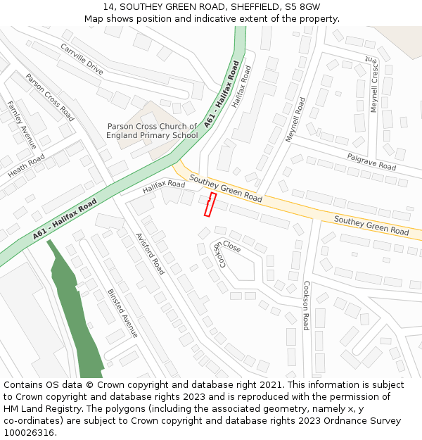 14, SOUTHEY GREEN ROAD, SHEFFIELD, S5 8GW: Location map and indicative extent of plot