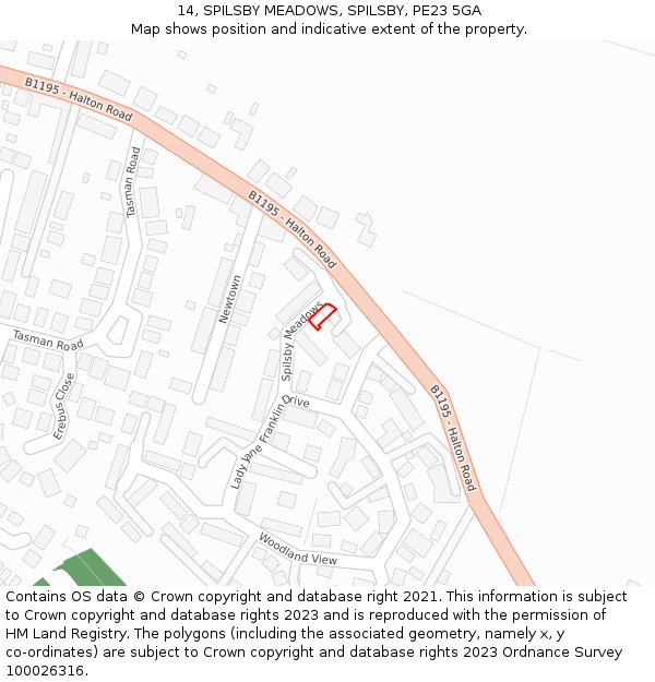 14, SPILSBY MEADOWS, SPILSBY, PE23 5GA: Location map and indicative extent of plot