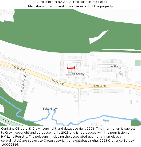 14, STEEPLE GRANGE, CHESTERFIELD, S41 0HU: Location map and indicative extent of plot