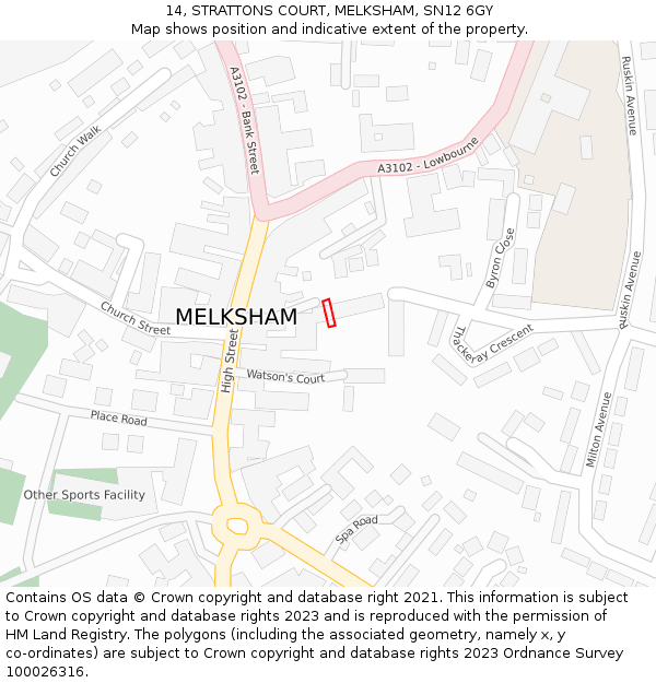 14, STRATTONS COURT, MELKSHAM, SN12 6GY: Location map and indicative extent of plot