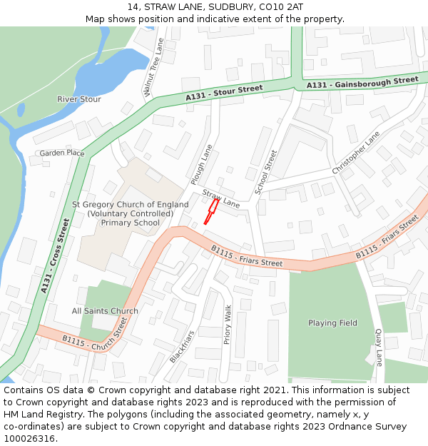 14, STRAW LANE, SUDBURY, CO10 2AT: Location map and indicative extent of plot