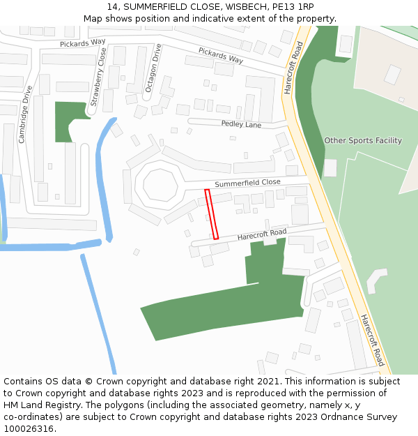 14, SUMMERFIELD CLOSE, WISBECH, PE13 1RP: Location map and indicative extent of plot